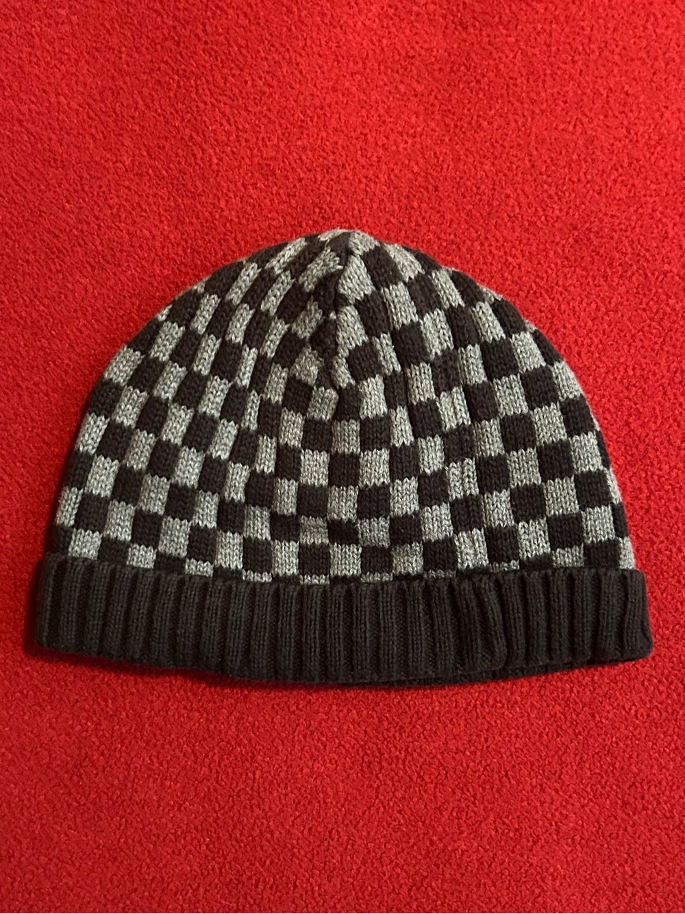 Gymboree Checkerboard Knit Beanie in Black & Gray
